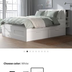 King White Storage Bed Frame - IKEA Brimmed 