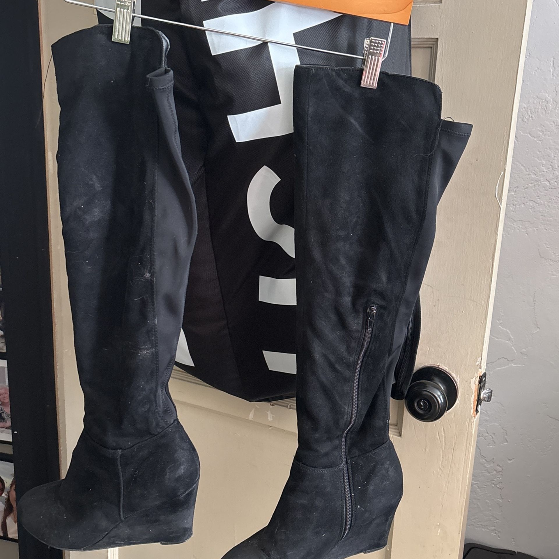 Black Suede Tall Boots 8.5