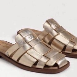 Sam Edelman Dina Fisherman Leather Slip On Mule Sandals 