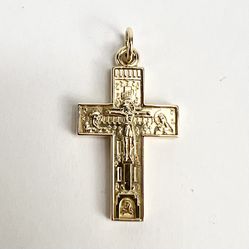 10k Mt. Athos Byzantine Greek Orthodox Cross Charm Pendant