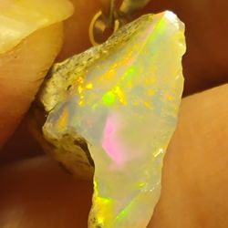 Natural Ethiopian Fire Opal Rough Untreated Pendant 