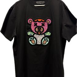 Eternity BC/AD Men’s 2XL Black Fuzzy Embroidered X-Eyed Teddy Bear Cotton Tee