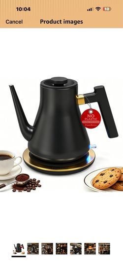Gooseneck Electric Kettle 1000W | Pour Over Coffee Kettle with Steady Flow Spout & Balanced Handle, 0.8L Matte Black Tea Kettle for Home Barista Espre