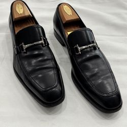 Salvatore Ferragamo Gancini Black Leather Loafers