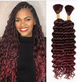 Deep Wave Bulk hair for Braiding Wet and Wavy Micro Braiding Hair No Weft Faux Deep Wave Braiding Hair Extensions for Box Boho Braids 160g with 2Bundl