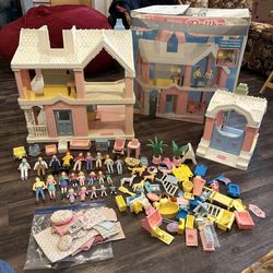 Vintage Playskool DollHouse With Dolls and Accessories