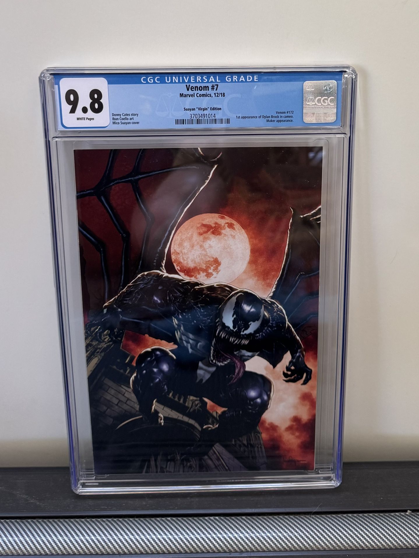 Venom #7 CGC 9.8 Mico Suayan Unknown Virgin Cover Variant 1st App Dylan Brock