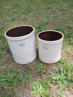 Robinson ransbottom stoneware blue crown crock