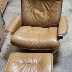 Leather Chair And Foot Rest