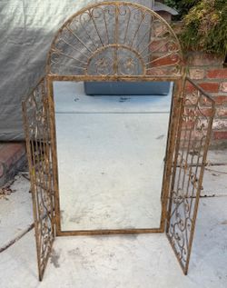 Wrought Iron Trifold Wall Mirror