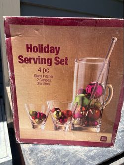 Holiday Pitcher and glass set