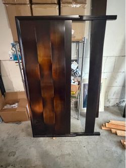 Wooden bed frame and side dresser