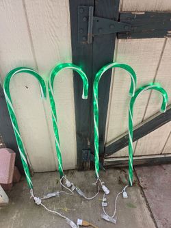 Set of 4 LED Candy Cane Yard Decor