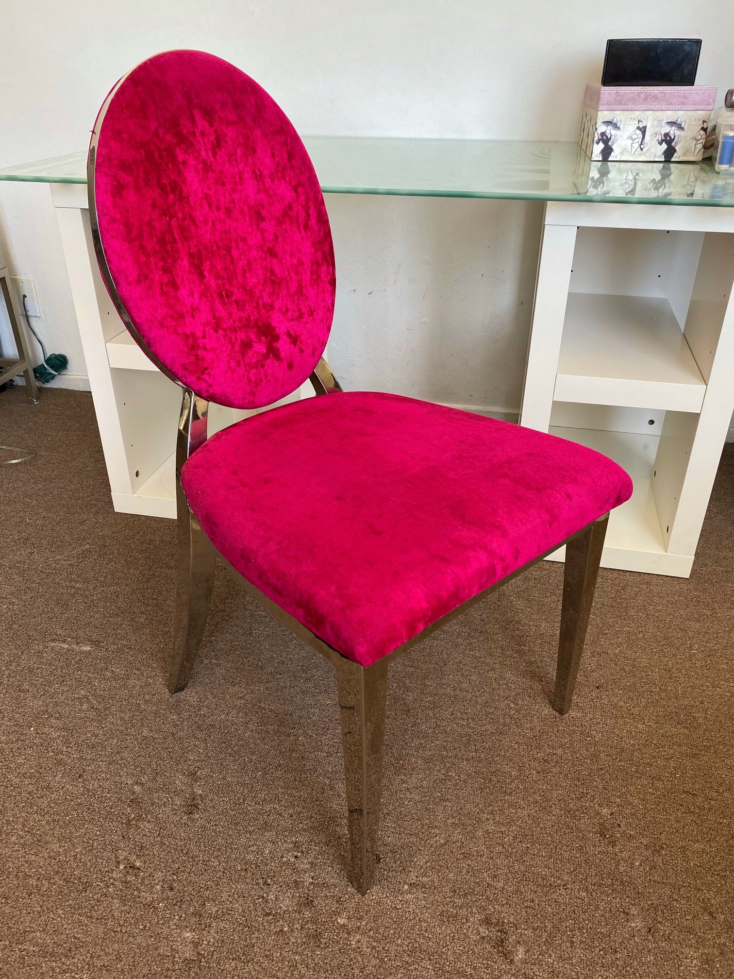 Magenta Velvet Accent Chair