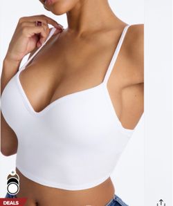 White V-Neck Crop Cami Bralette