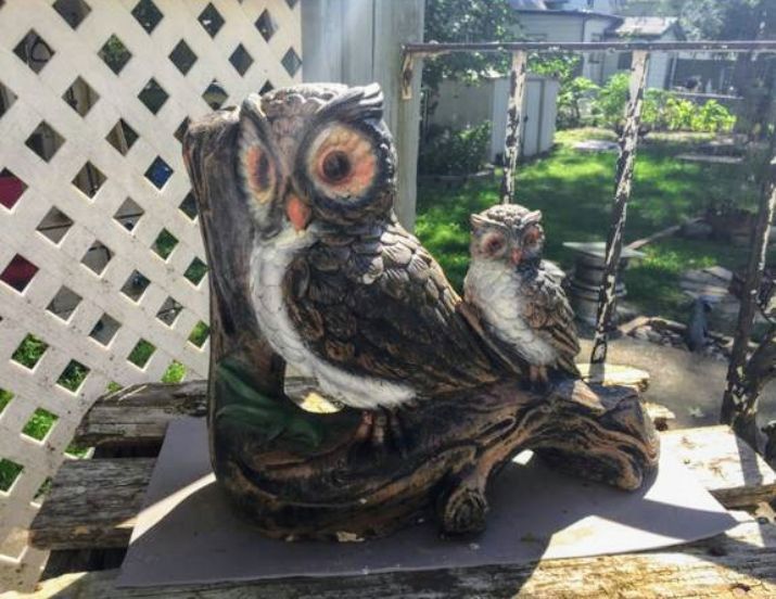 Owl Concrete Yard Ornament
