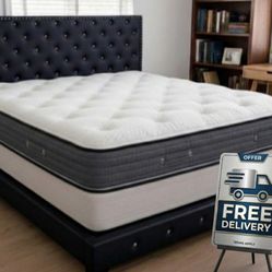 King Size BED WITH MATTRESS AND BOXSPRING SET FREE DELIVERY // CAMA KING SIZE NUEVA COMPLETA 