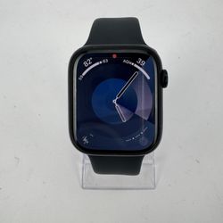 Unlocked Apple Watch Series 9 45MM Black Aluminum Black Sport Band MRMD3LL/A