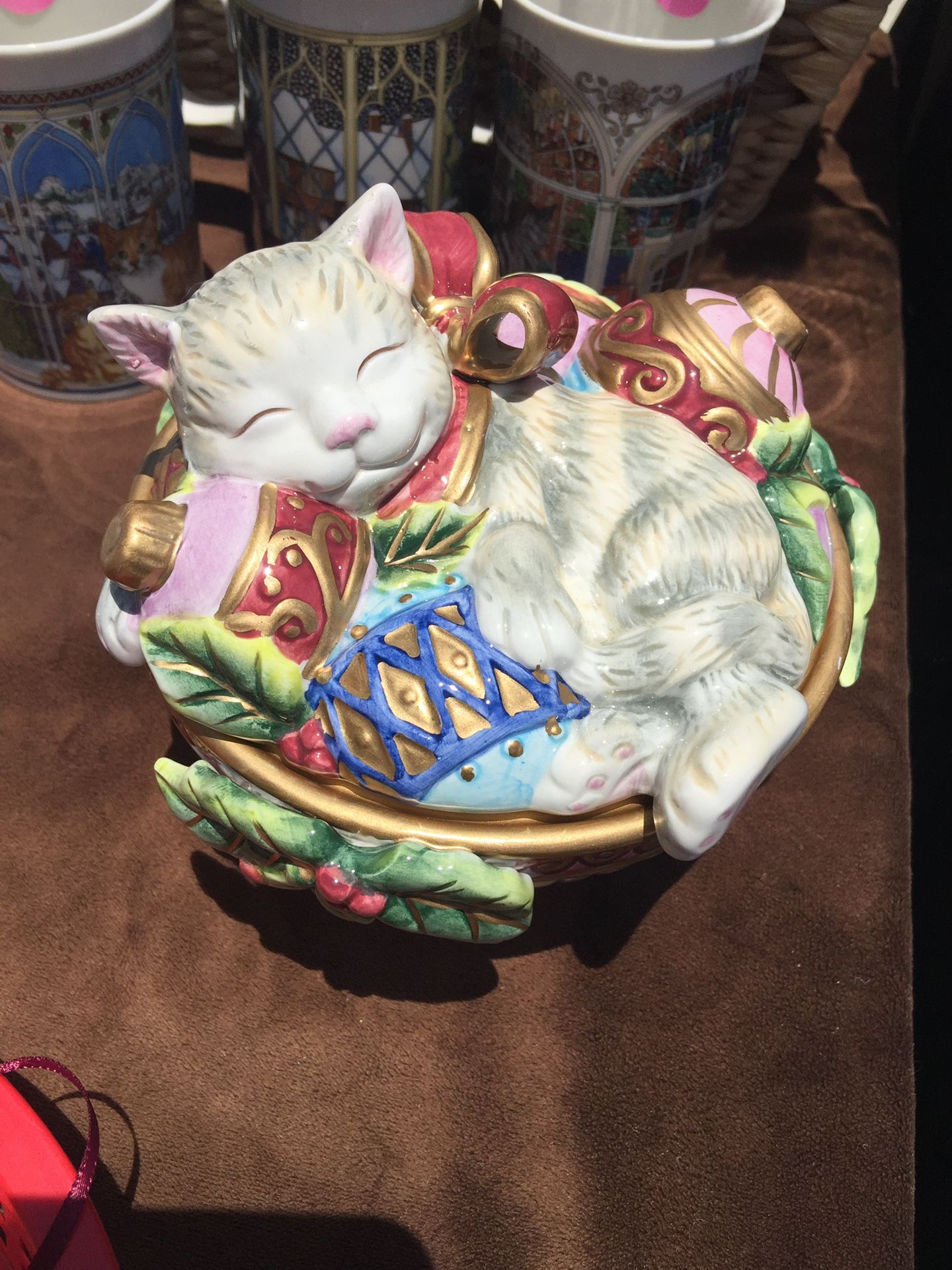 Fitz & Floyd Ceramic Christmas Kitty Bowl