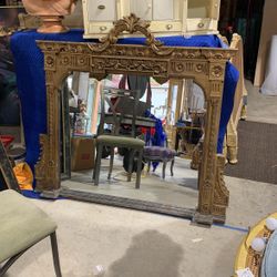 Antique large over mantle mirror