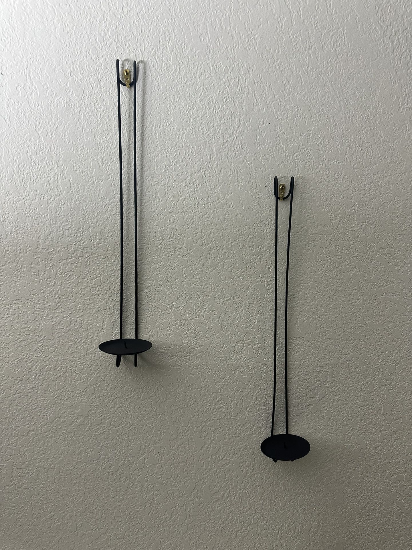 2 Primitive Post Modern Wrought Iron Pillar Candle Sconces