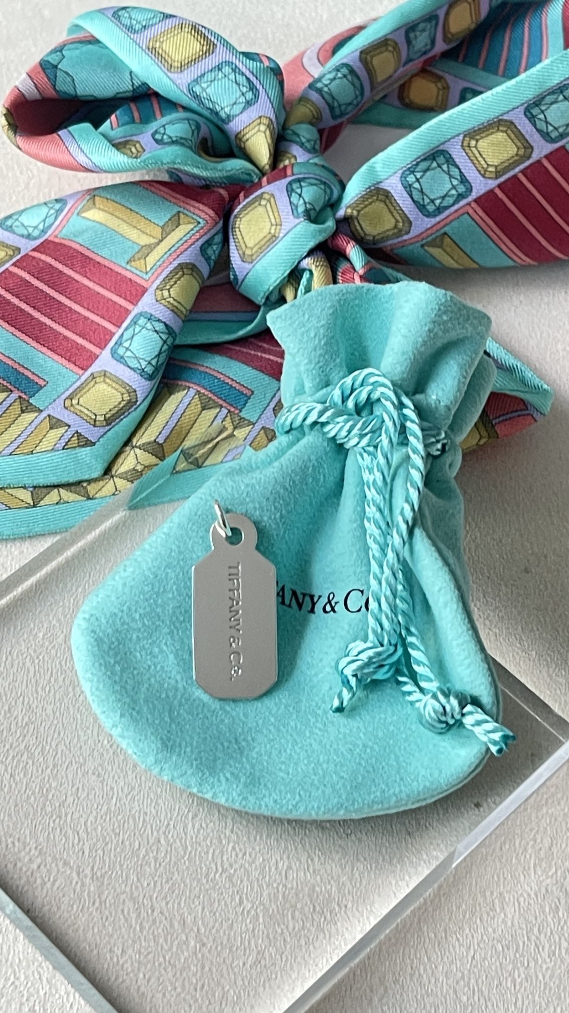 Tiffany & Co. Dog Tag Diamond Charm in Silver NEW