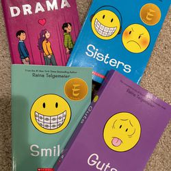 Raina Telgemeier - Teen/Kids Graphic Novel - Sisters, Smile, Drama, Guts