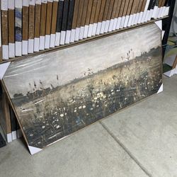 60”x30” Landscape Framed Canvas – Meadow Field Art 