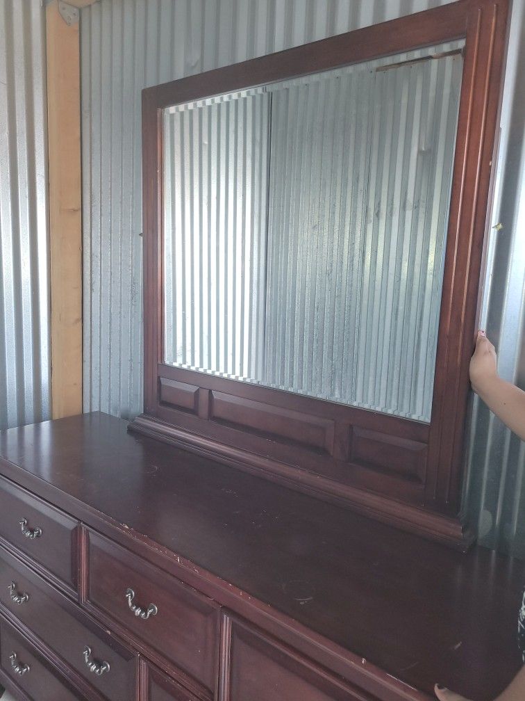 Solid Wood Dresser W/ Large Mirror 150 OBO