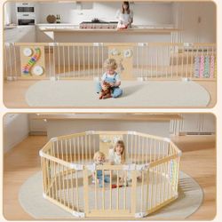 YZNVCG Adjustable Multi-Shape Wooden Play Yard