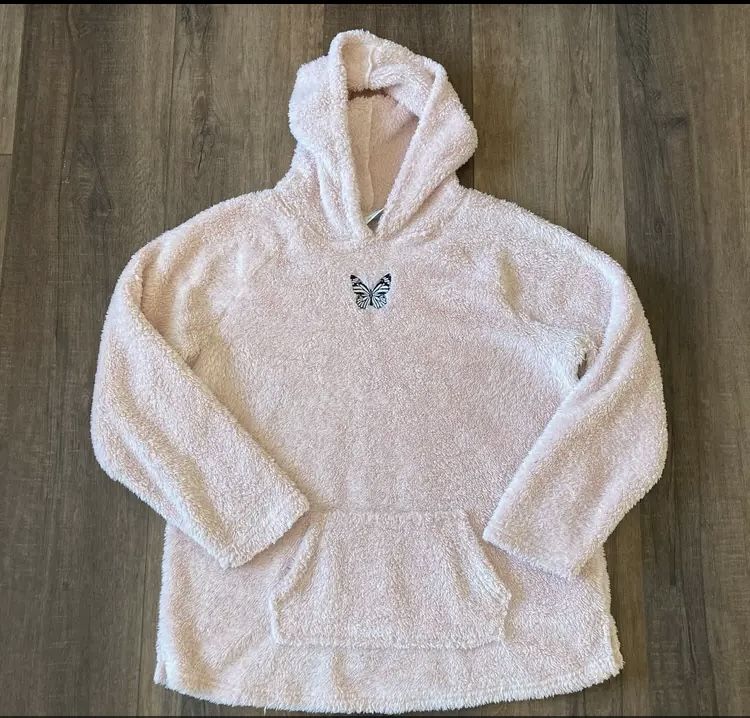 Womens Fluffy Pink Hoody Size L-XL