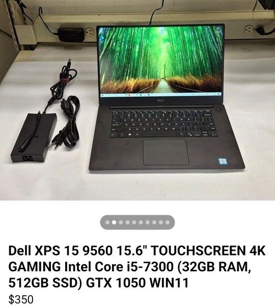 Dell XPS 9560 - 15.6" 4K DISPLAY, TOUCHSCRREN Gaming Laptop, Intel(R) Core(TM) i5-7300HQ CPU @ 2.50GHz (32GB DDR4 RAM, 512GB SSD) Windows 10 GTX 1050