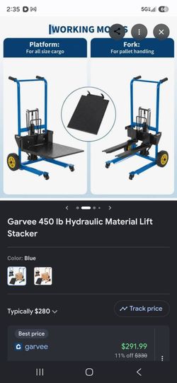 Garvee 450 lb Hydraulic Material Lift Stacker