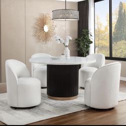 5PC STARLE MARBLE DINING SET 