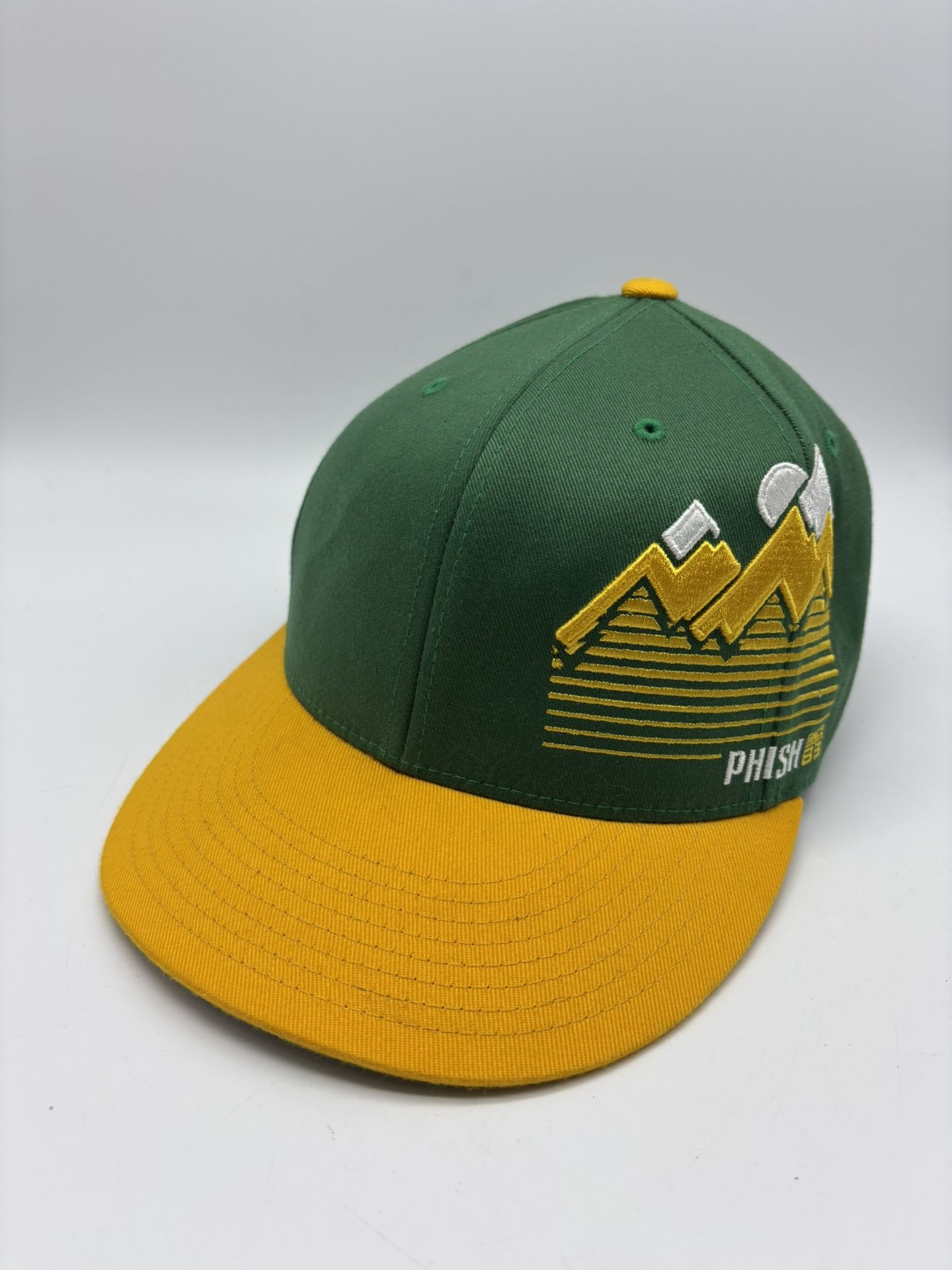 PHISH 210 Fitted Baseball Cap Green Yellow Mountains Stretchable 7 1/4 7 5/8