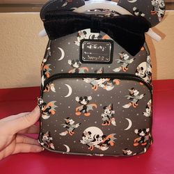 Loungefly Disney Mickey Minnie Halloween Vamp Witch AOP Mini Backpack