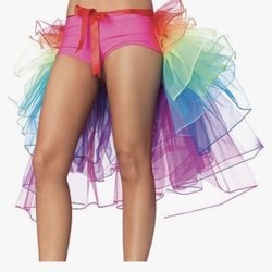 Women Layered Rainbow Tutu Skirt Dance Ruffle Skirt Mini Bubble Skirt Petticoat
