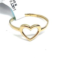 14Kt Yellow Gold Open Polished Heart Ring 0.80g Size 7.25 I-1732