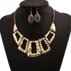 African Vintage Geometric Gold Color Jewelry Set