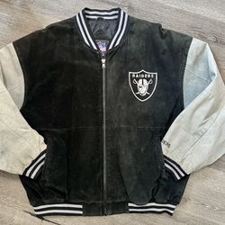 🔥 Vintage Raiders NFL Jacket – XL Suede + Leather – Rare Collector Piece