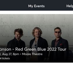 4 Hanson Tickets @ The Moore Theater in Seattle 