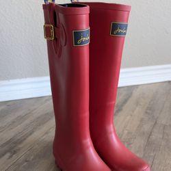 Joules Red Tall Rubber Rain Boots/Wellies Women Size 5