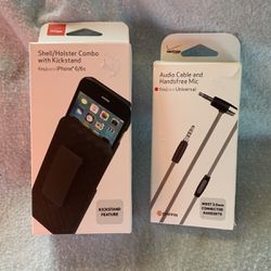 Brand new iPhone 6 case and audio cable with hands-free microphone new in