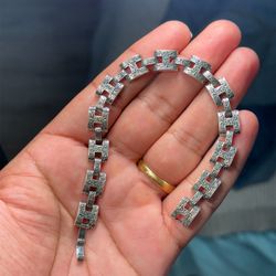 925 Sterling Silver Engraved Link Bracelet | 8 Inch | 35 Gram | Men’s Jewelry