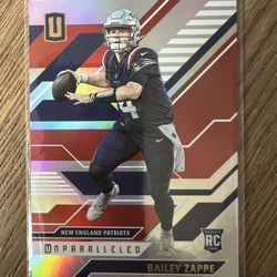 2022 Panini Chronicles Unparalleled Bailey Zappe #UNP-7 Silver Patriots RC