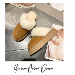 size 6 Women's Foam Slippers Fluffy Winter House Shoes Indoor and Outdoor