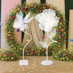 New VIHOSE 3.9ft 2 Pcs Large LED Butterfly and Flower Lights with 2 Pcs Bases and Poles Blooming Flower Lamp Big Butterfly Floor Lamp with Artificial 
