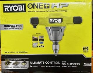 RYOBI ONE+ 18V HP 1/2 in. Brushless Cordless Mud Mixer (Tool Only)