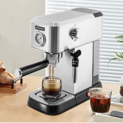 Espresso Machine, Home Electric Expresso Coffee Machines w/Steamer 1.2L/50oz Removable Water Tank, Upgraded 15 Bar Cappuccino Machine Built-In Automat