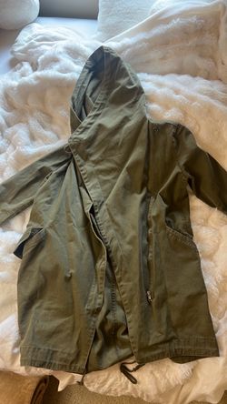 Olive Green Hooded Utility Parka Jacket